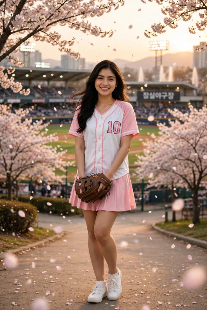 Rain Prompt for Girls Instagram Cherry Blossom Baseball Day ai prompt