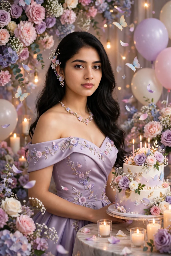Chatgpt birthday prompts for girls Dreamy Floral Birthday Studio Ai Prompt
