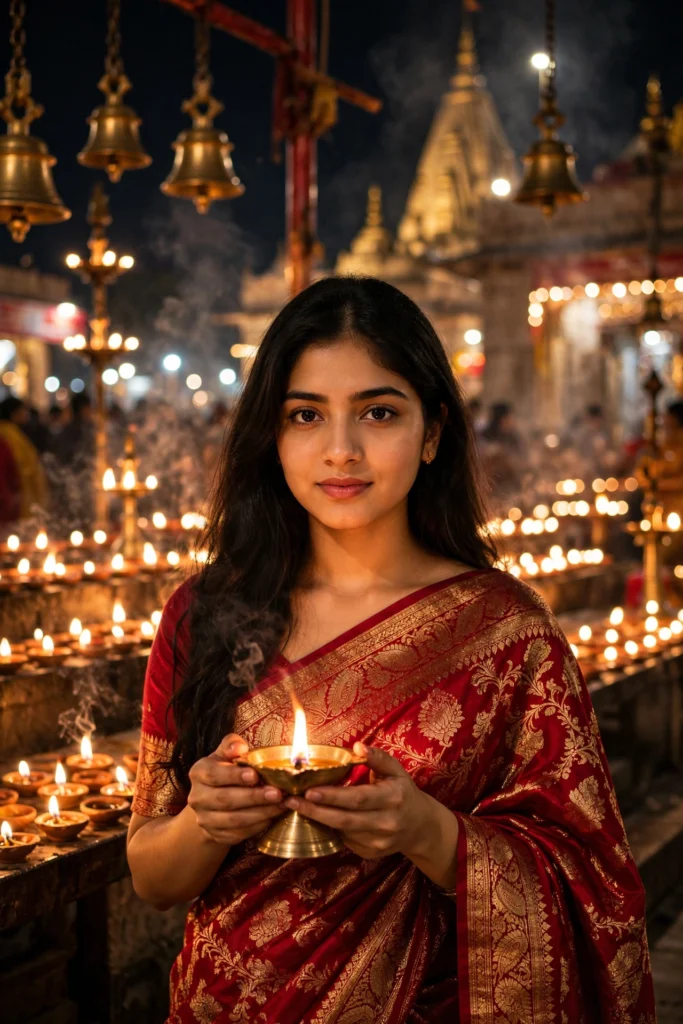 Temple Prompt for Girl Kashi Vishwanath Temple – Evening Aarti