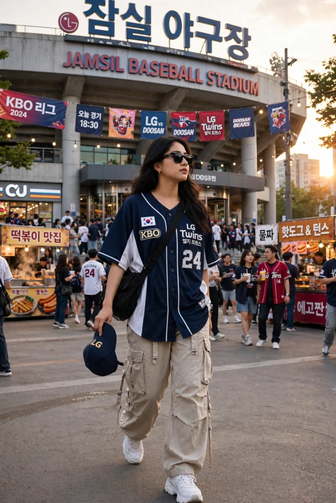Rain Prompt for Girls Instagram Korean Baseball Street Fashion ai prompt