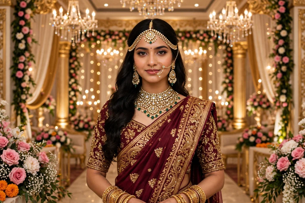 Rain Prompt for Girls Instagram Luxury Wedding Saree Look ai prompt
