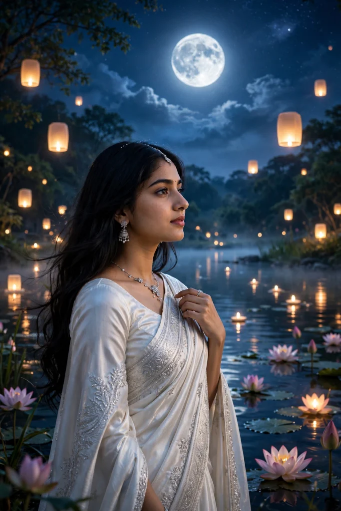 Rain Prompt for Girls Instagram Moonlight Saree Dream Portrait ai prompt