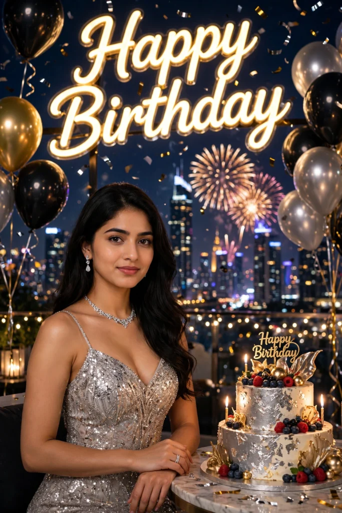 Chatgpt birthday prompts for girls Night City Birthday Glamour AI Prompt