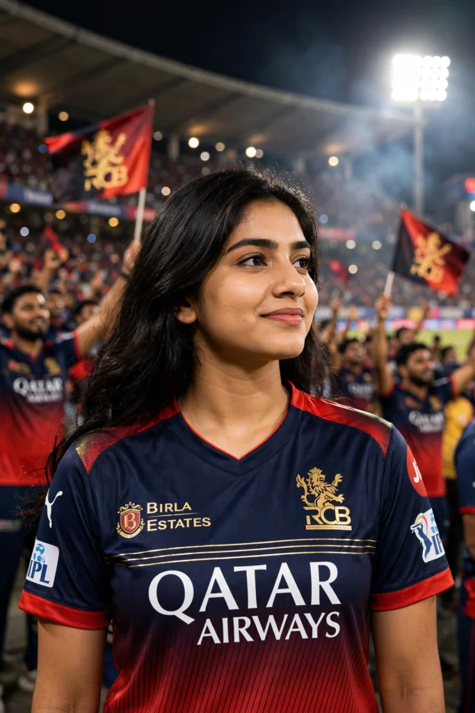 Lord Shiva Prompt for Girl RCB Night Stadium Cinematic Shot ai prompt