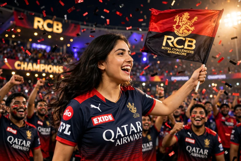 Lord Shiva Prompt for Girl RCB Victory Celebration Scene ai prompt