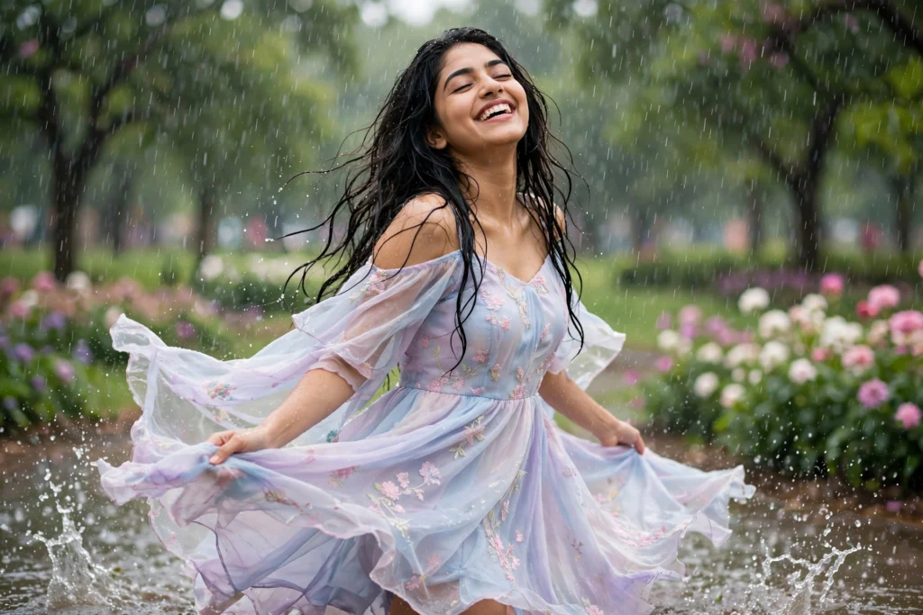 Rain Prompt for Girls Instagram Rain Dance Magic ai prompt