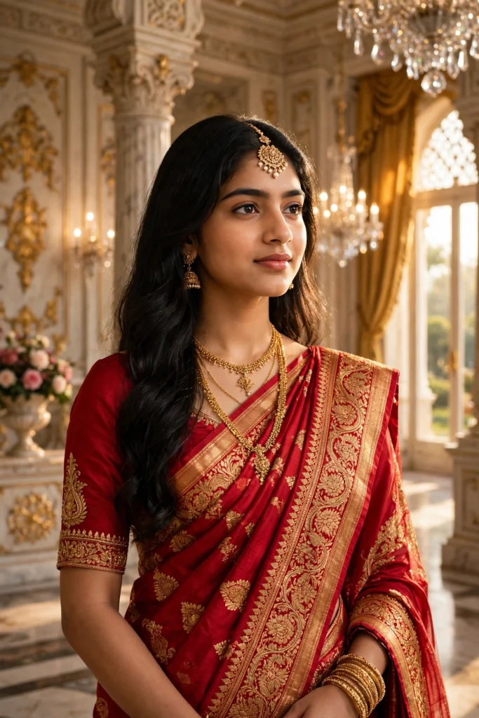 Rain Prompt for Girls Instagram Royal Palace Saree Portrait ai prompt