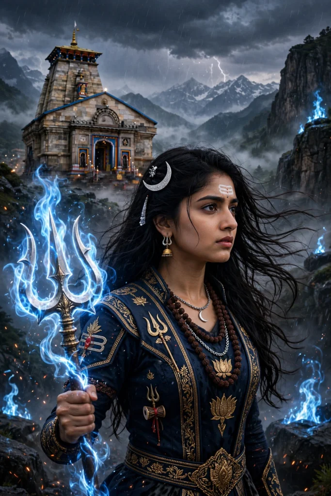 Lord Shiva Prompt for Girl Warrior Girl With Shiva Trishul ai prompt
