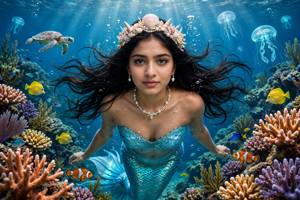 Swimming Pool Photoshoot Prompts for Gemini Girl Mermaid Princess Underwater ai prompt