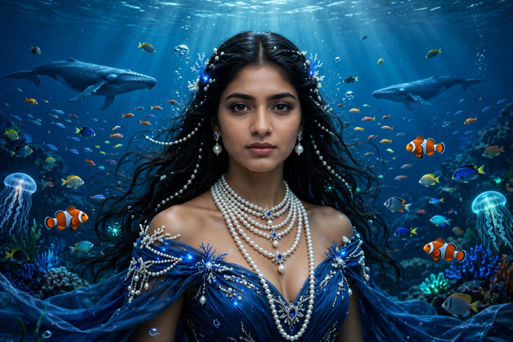 Swimming Pool Photoshoot Prompts for Gemini Girl Deep Sea Goddess ai prompt