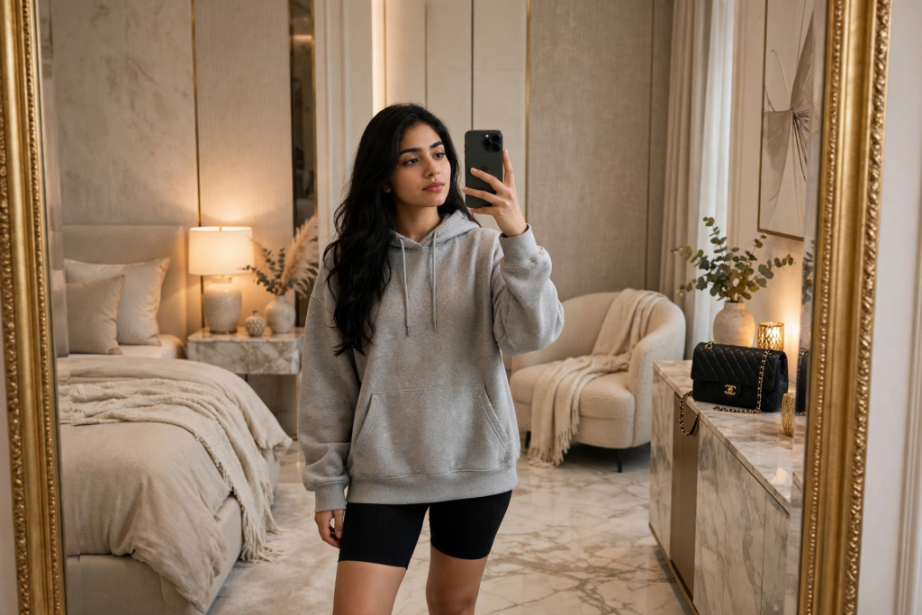 Swimming Pool Photoshoot Prompts for Gemini Girl Luxury Bedroom Mirror Selfie ai prompt