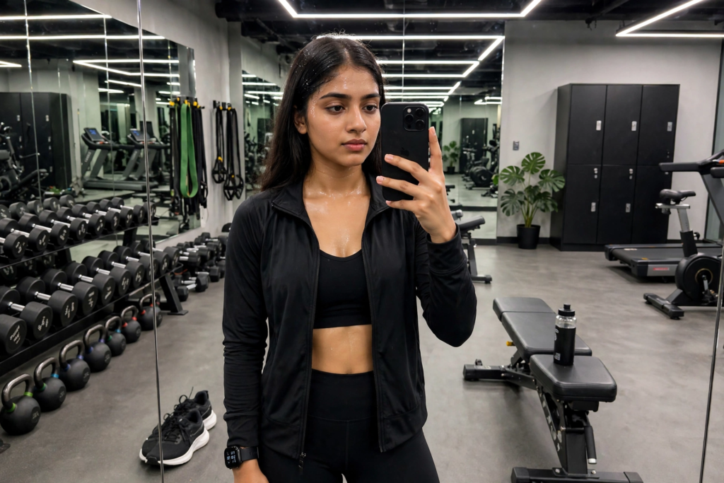 Swimming Pool Photoshoot Prompts for Gemini Girl Gym Mirror Selfie ai prompt