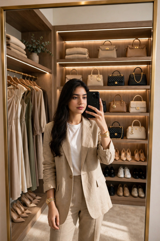 Swimming Pool Photoshoot Prompts for Gemini Girl Luxury Closet Mirror Selfie ai prompt