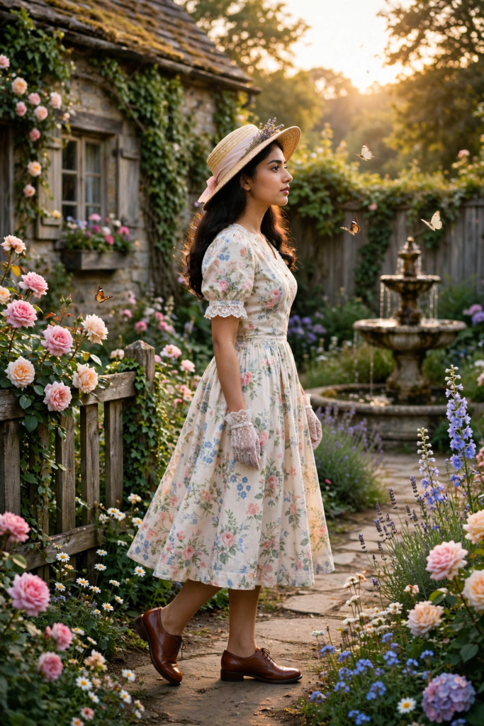 Swimming Pool Photoshoot Prompts for Gemini Girl Vintage Flower Garden ai prompt