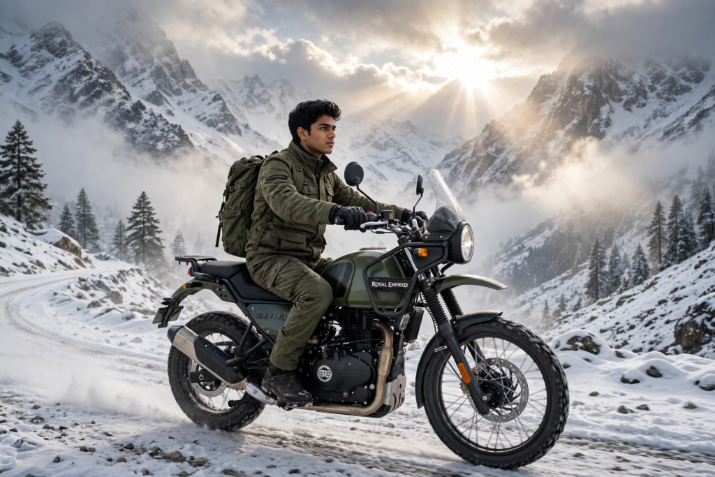 Gemini Bike Prompt for Girls Royal Enfield Mountain Adventure ai prompt