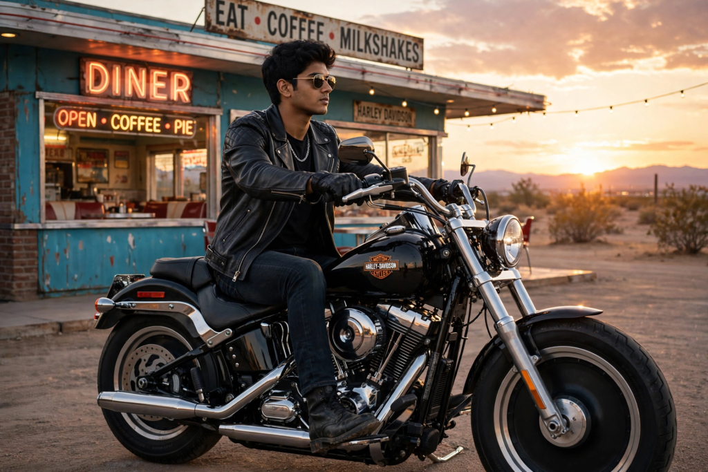 Gemini Bike Prompt for Girls Harley-Davidson Bad Boy ai prompt