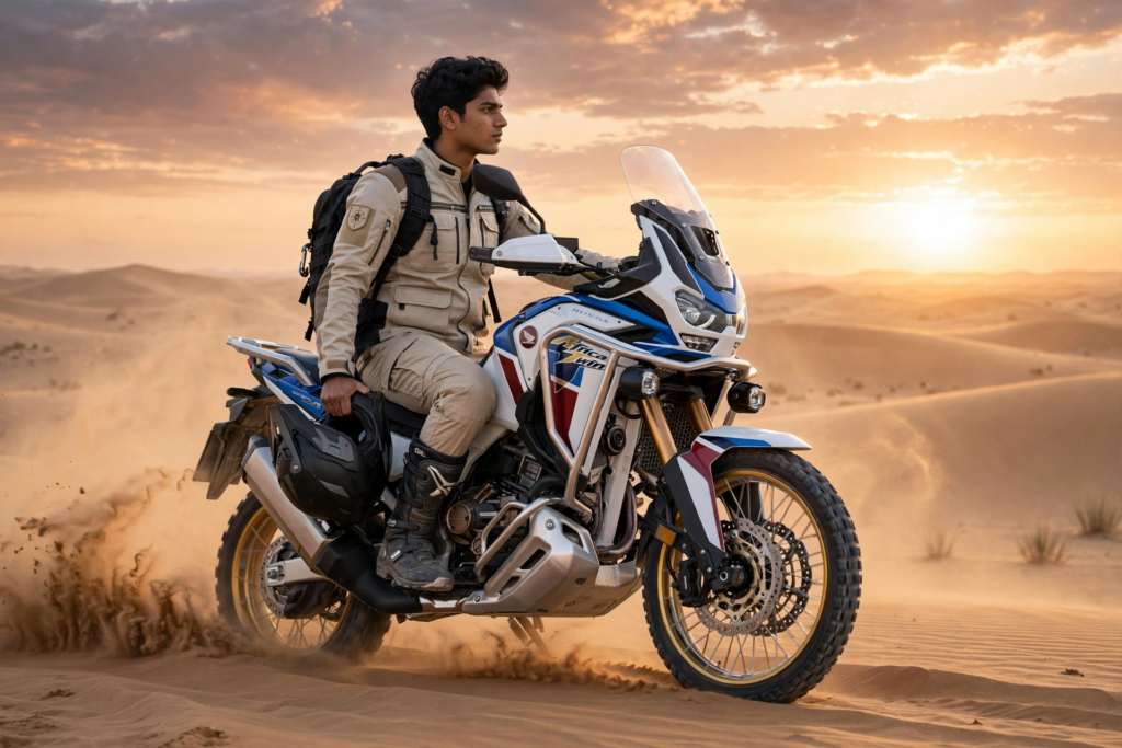 Gemini Bike Prompt for Girls Desert Adventure Bike - Honda Africa Twin ai prompt