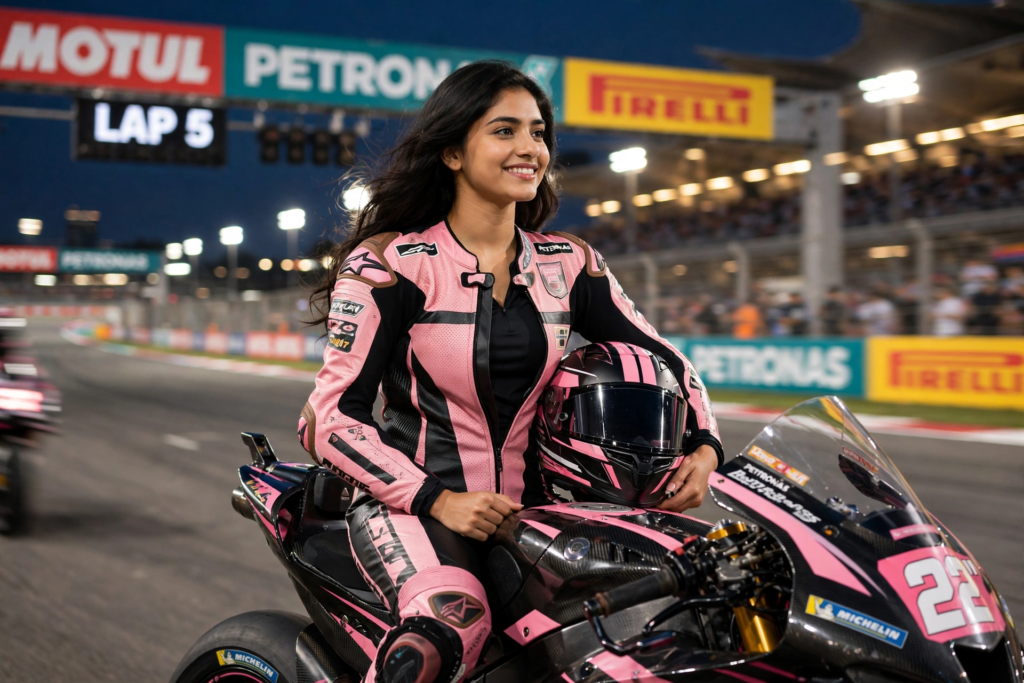 Gemini Bike Prompt for Girls Racing Track Champion ai prompt