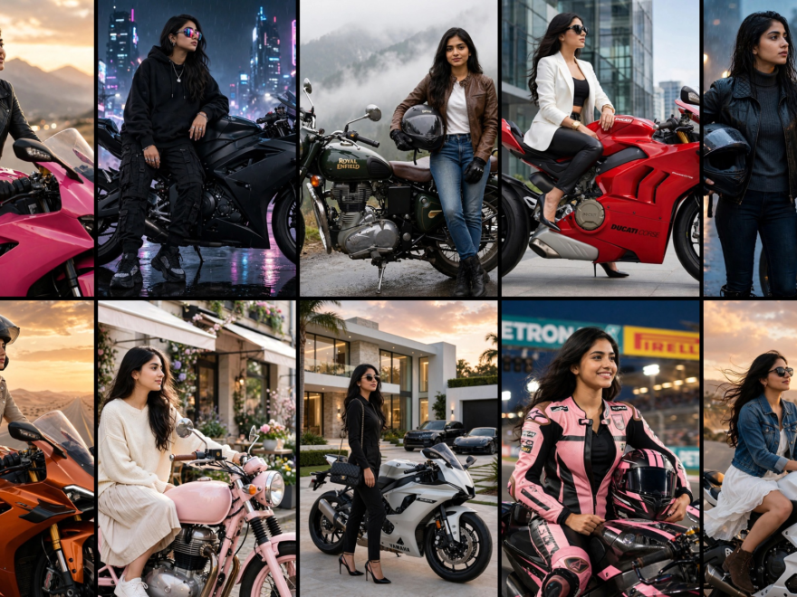 Gemini Bike Prompt for Girls 10 Best Gemini Bike Prompt for Girls (2026) – Create Stylish AI Bike Photos with Your Own Face