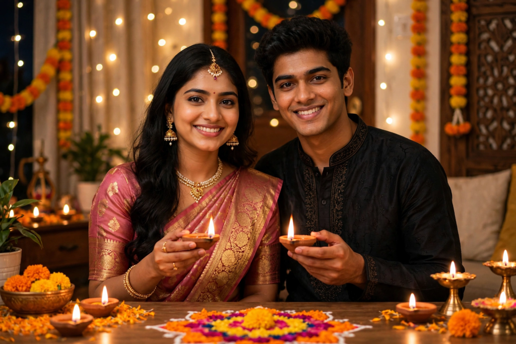 Couple Eyes Prompt ChatGPT Traditional Diwali Couple Aesthetic ai prompt