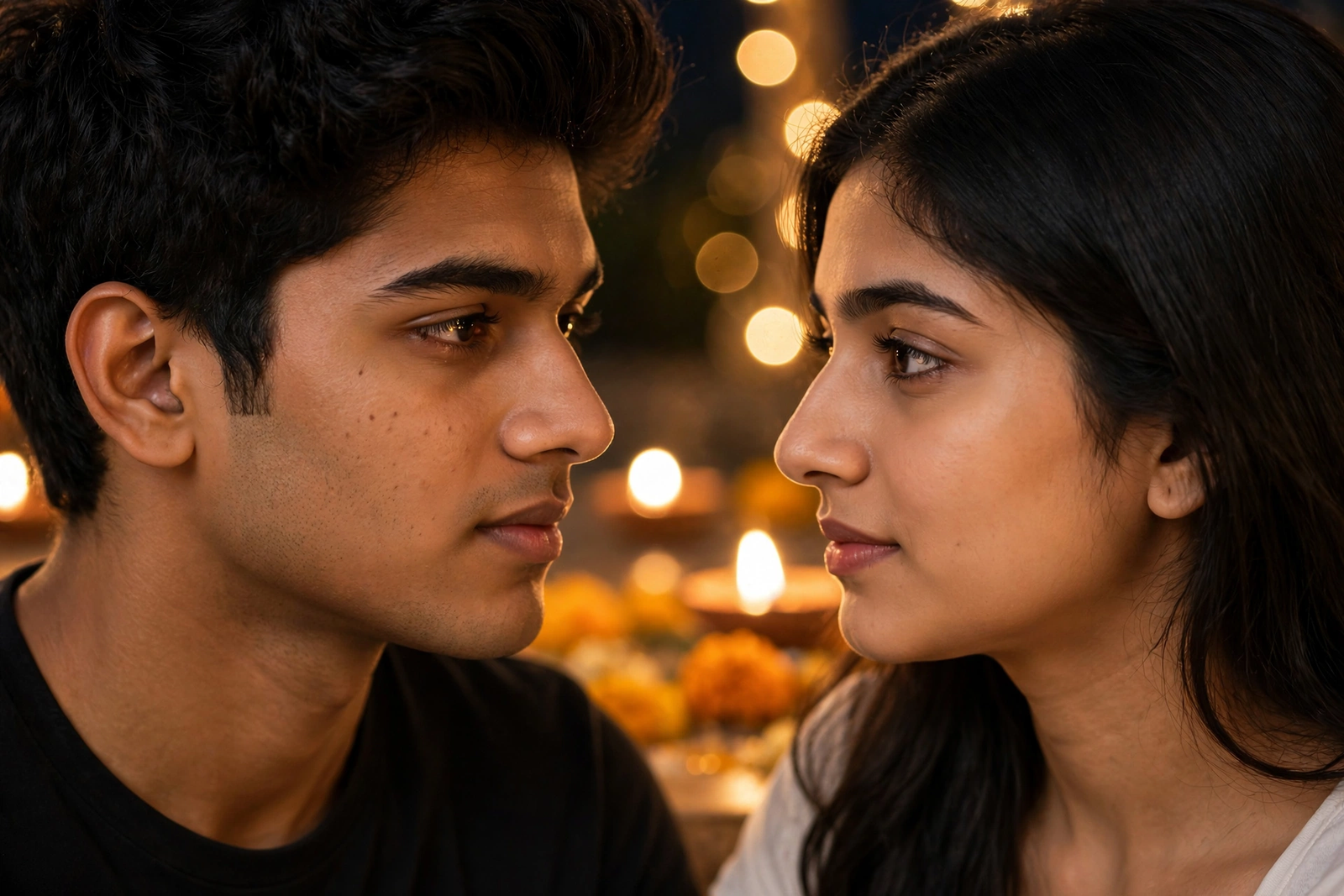 Couple Eyes Prompt ChatGPT Festival Lights Eye Reflection Couple Portrait ai prompt