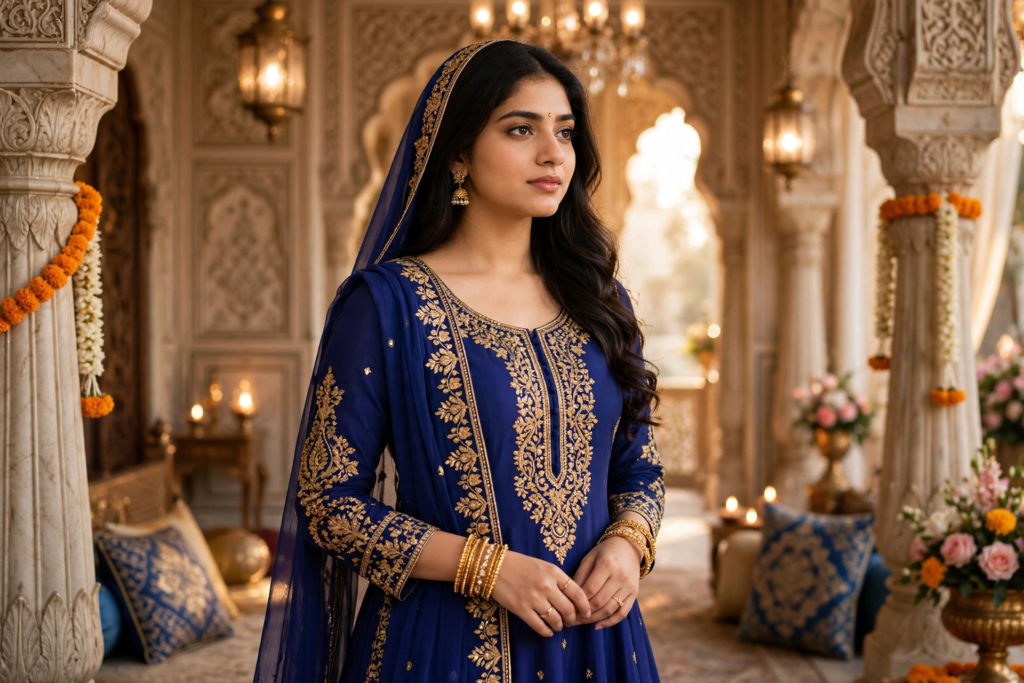Prompt for Gemini AI Girl Style Royal Anarkali Kurti Look ai prompt