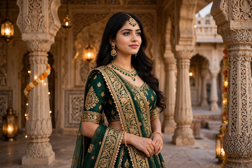 Prompt for Gemini AI Girl Style Luxury Celebrity Style Lehenga Look ai prompt