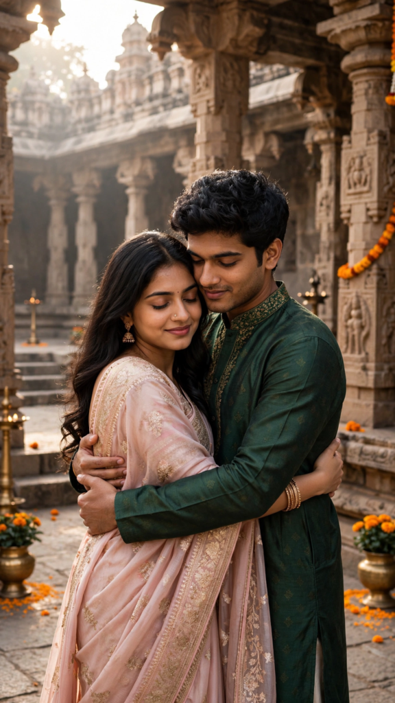 Couple Kissing Prompts for Gemini AI Temple Blessing Hug ai prompt