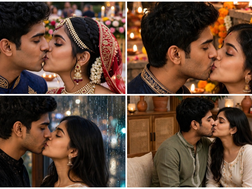 Couple Kissing Prompts for Gemini AI 10 Couple Kissing Prompts for Gemini AI to Create Realistic Indian Romantic Photos