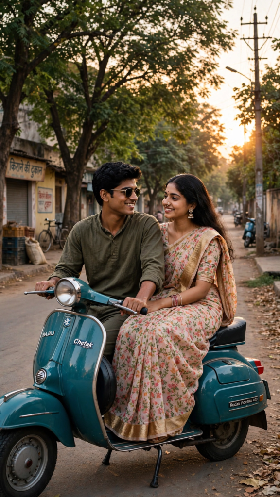 Couple Black Dress Prompt Old Scooter Date ai prompt