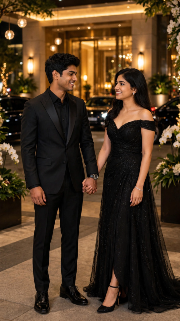 Couple Black Dress Prompt Luxury Black Evening Date ai prompt