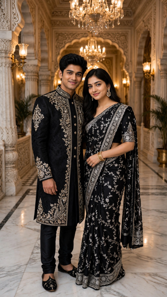 Couple Black Dress Prompt Black Traditional Royal Couple ai prompt