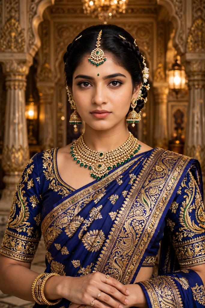 Prompt for Gemini AI Girl Style Royal Maharani Saree Look ai prompt
