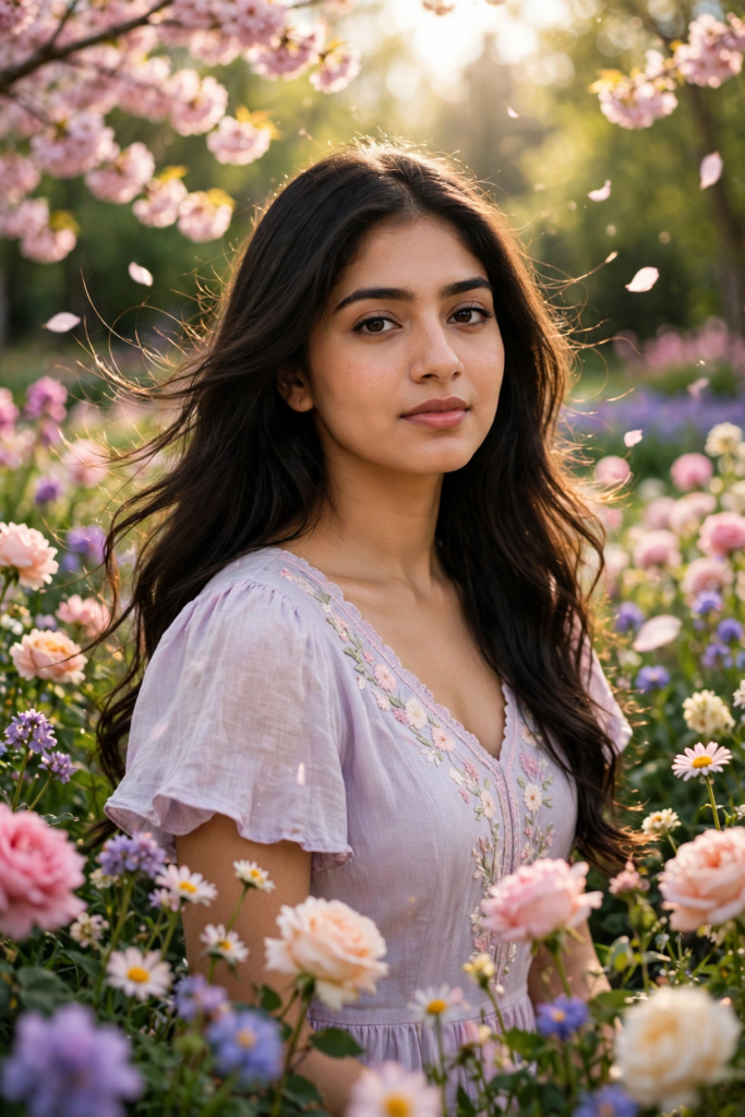 Prompt for Gemini AI Girl Style Aesthetic Flower Garden Girl ai prompt