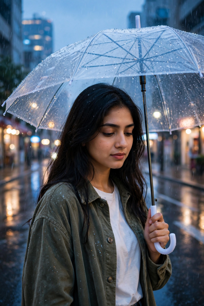 South Indian girl look prompt ChatGPT Rainy Instagram Aesthetic ai prompt
