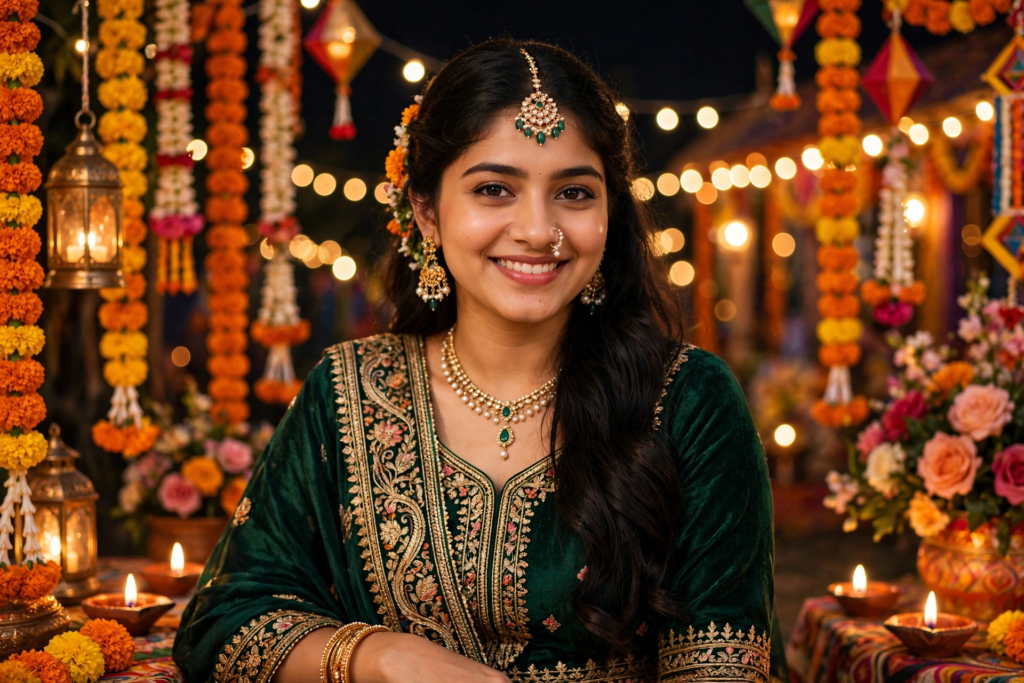 South Indian girl look prompt ChatGPT Traditional Festival Look ai prompt