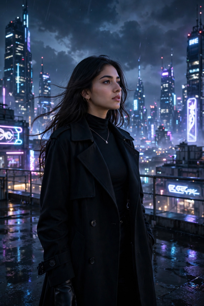 South Indian girl look prompt ChatGPT Dreamy Night City Portrait ai prompt