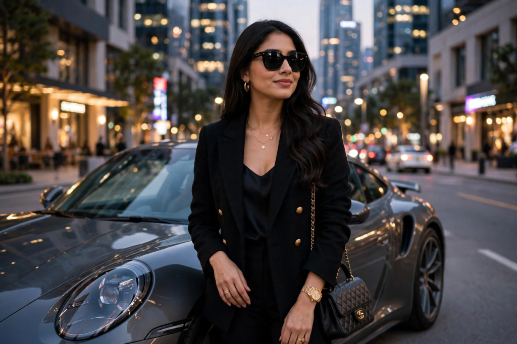 South Indian girl look prompt ChatGPT Luxury Car Girl Aesthetic ai prompt