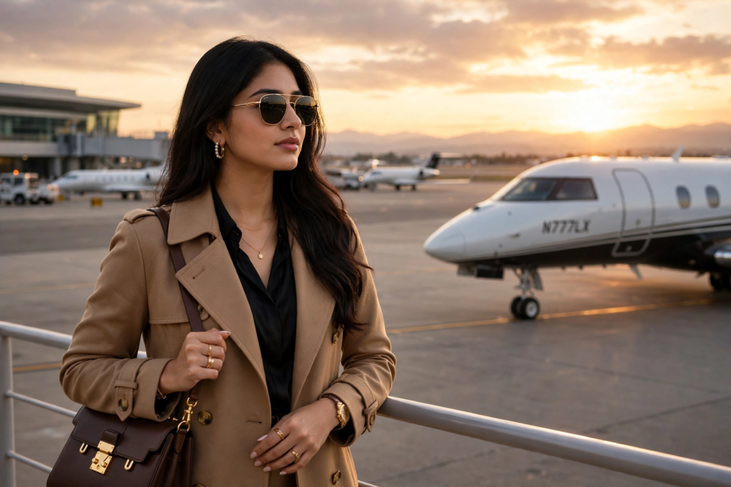 South Indian girl look prompt ChatGPT Private Jet Luxury Travel ai prompt