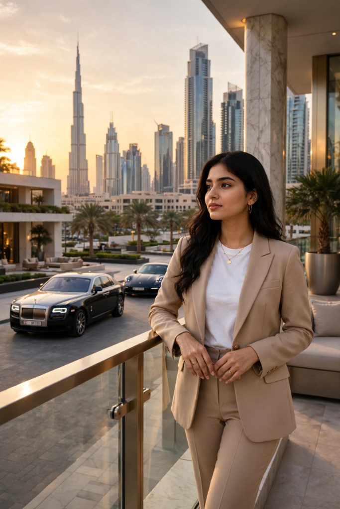 South Indian girl look prompt ChatGPT Dubai Luxury Lifestyle ai prompt