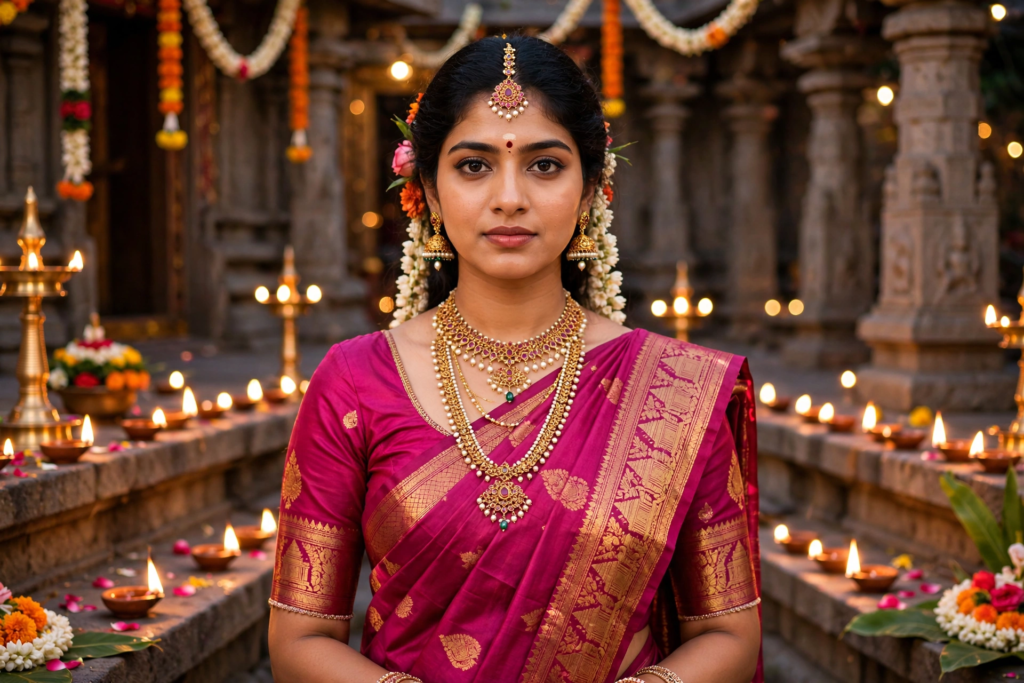 Underwater Prompt for Girls South Indian Temple Festival Look ai prompt
