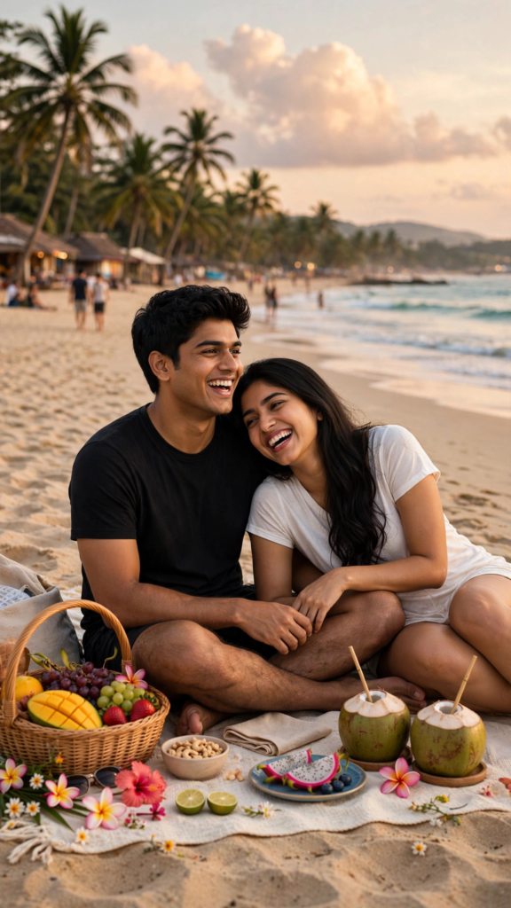 Punjabi Couple Prompt for Gemini AI Romantic Beach Picnic ai prompt