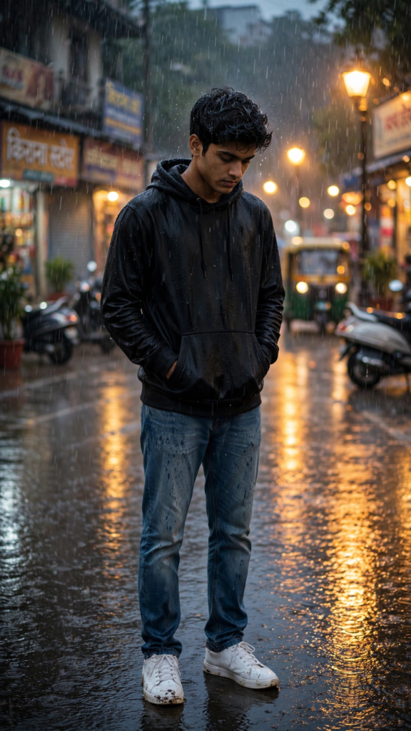 Punjabi Couple Prompt for Gemini AI Rainy Street Alone ai prompt