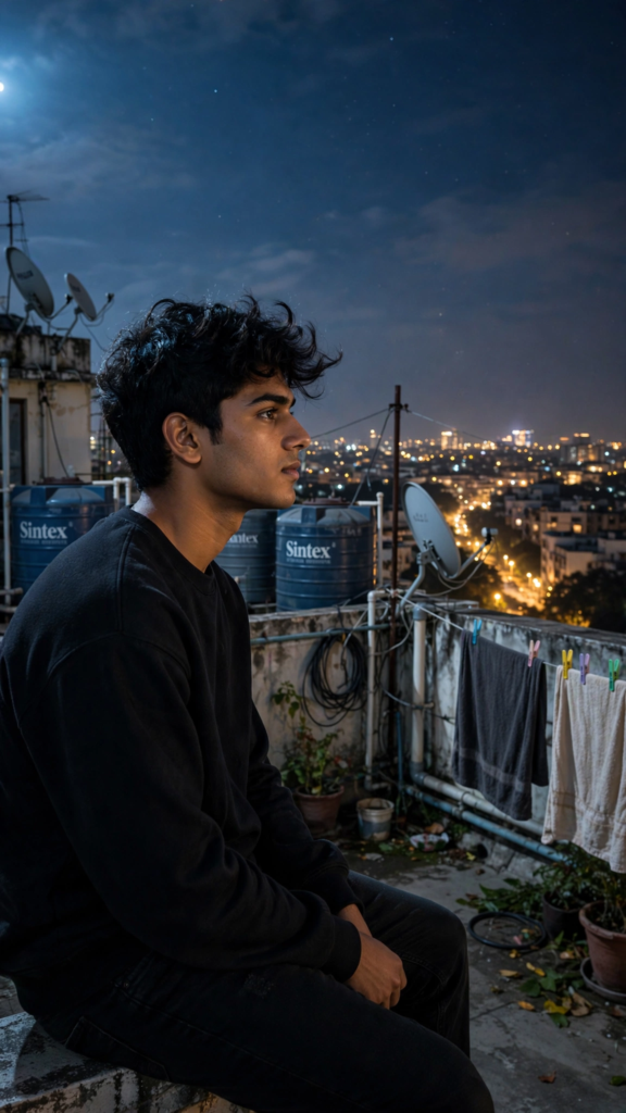 Punjabi Couple Prompt for Gemini AI Lonely Rooftop Night ai prompt