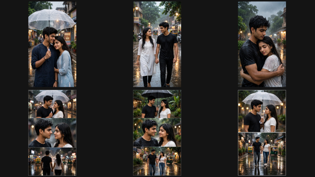 Gemini AI photo prompt copy paste trending boy couple romantic rain prompt for Gemini AI