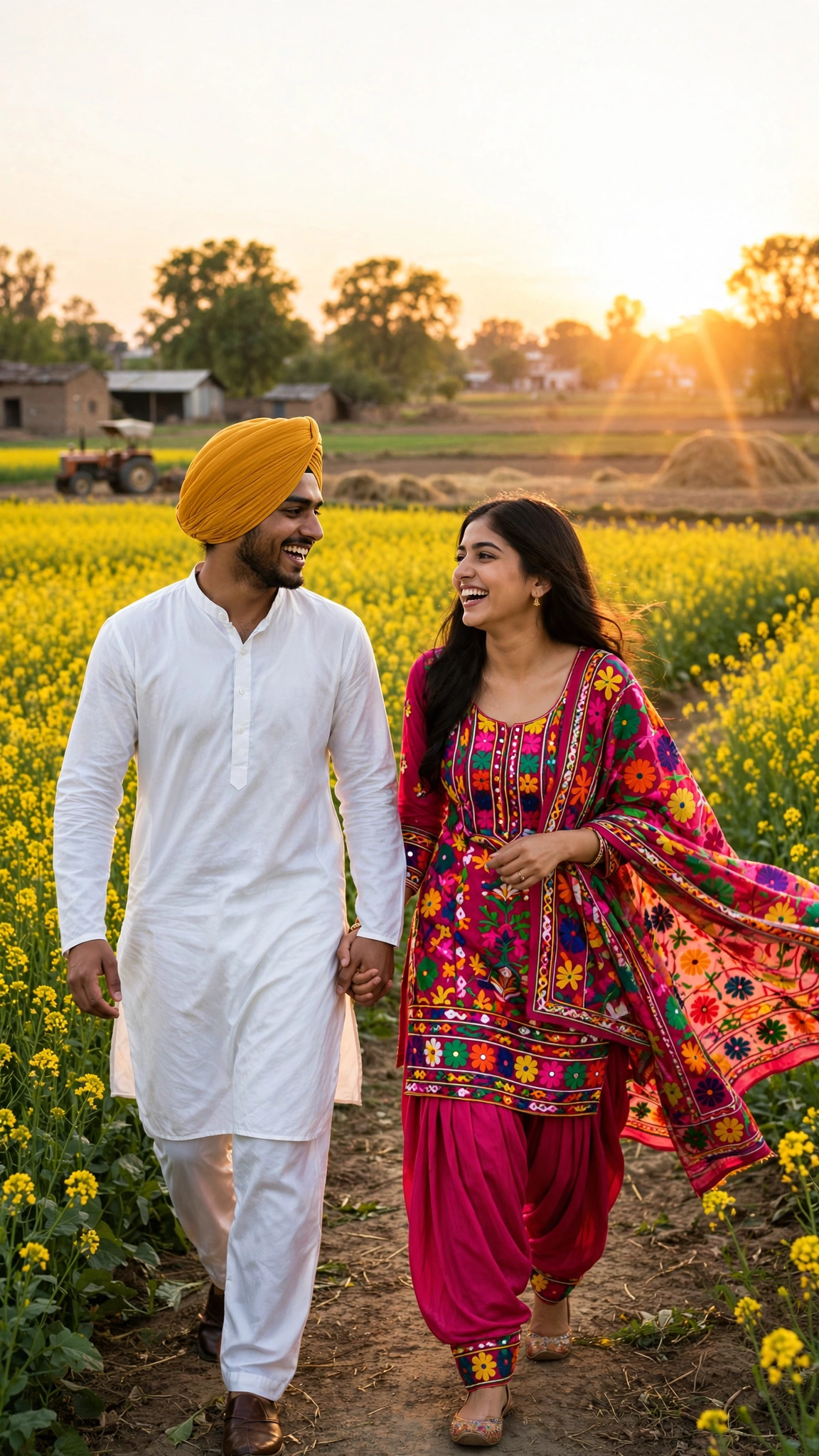 Punjabi Couple Prompt for Gemini AI Mustard Field Romance ai prompt