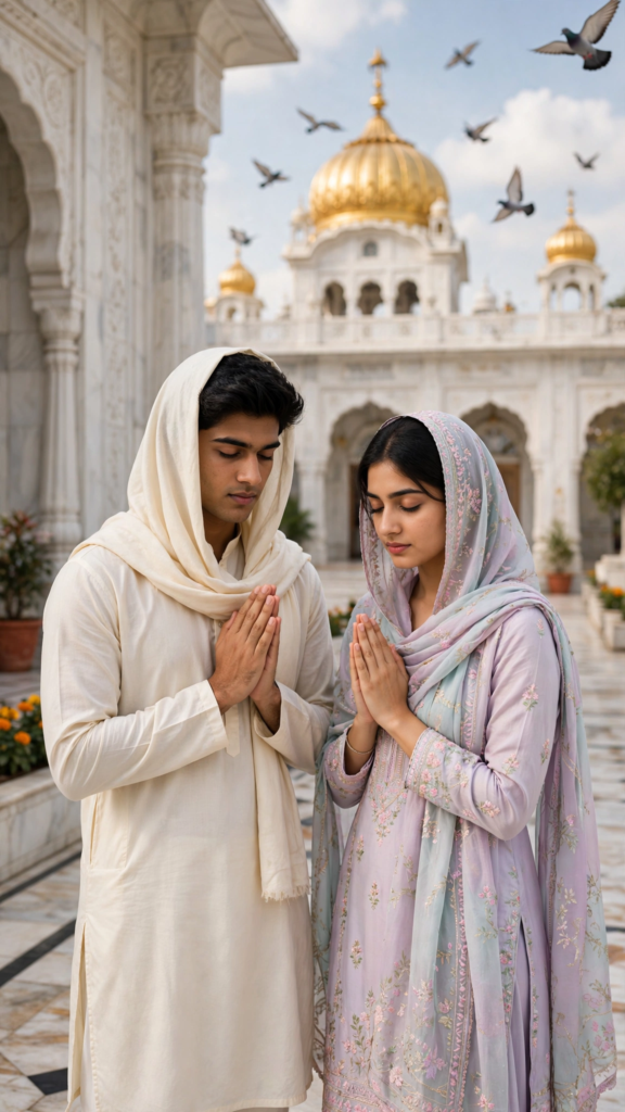 Punjabi Couple Prompt for Gemini AI Gurudwara Couple Portrait ai prompt