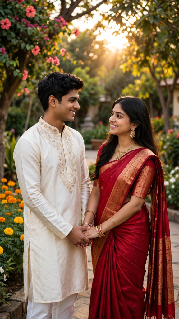 Punjabi Couple Prompt for Gemini AI Romantic Anniversary Garden Portrait ai prompt